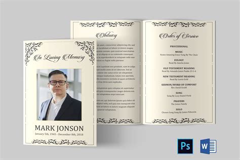 Funeral Program Template Design in Microsoft Word