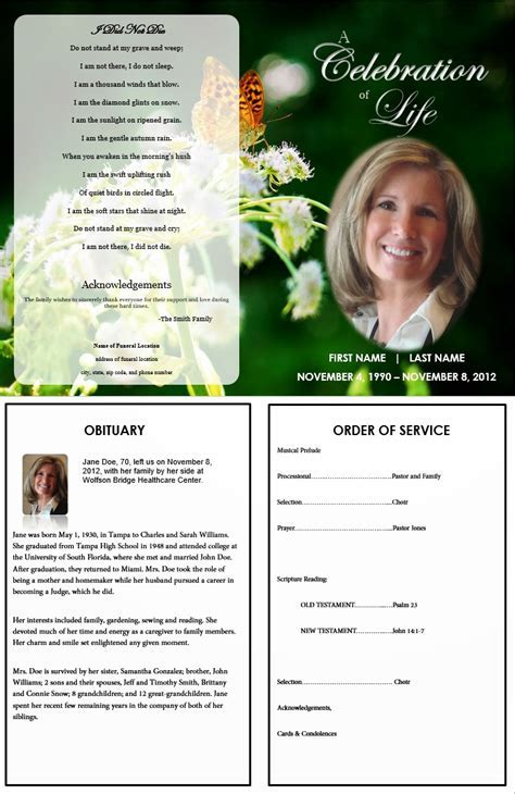 Funeral Program Template Example 1