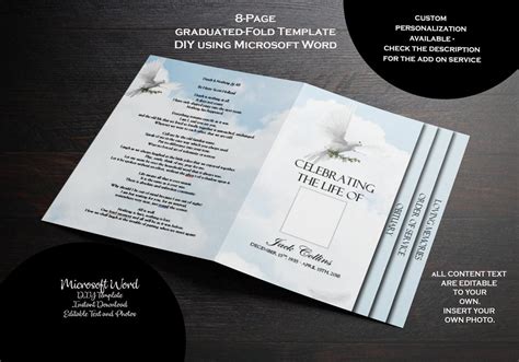 Funeral Program Template with Graduated Fold Design