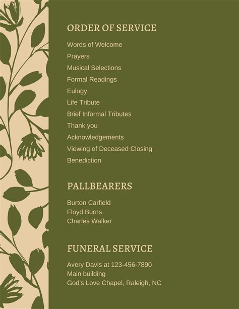 Funeral Service Example