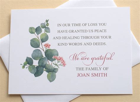 Funeral Thank You Card Notes