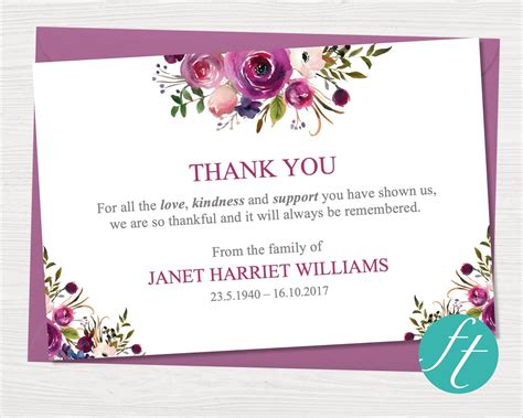 Funeral Thank You Card Samples