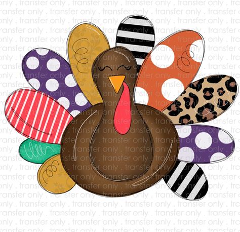 Funky Turkey Template with colorful feathers