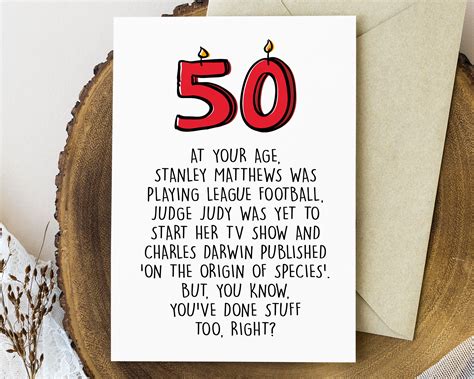 Funny 50th Birthday Card for Men with a Cartoon Character