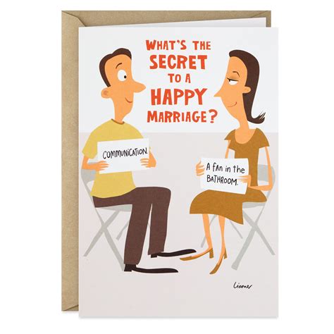 A playful anniversary card with a cartoon couple