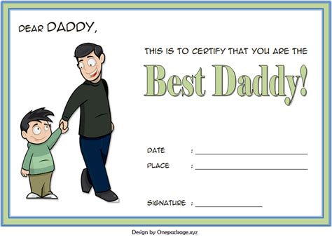 Funny Best Dad Certificate Template Free Printable 5