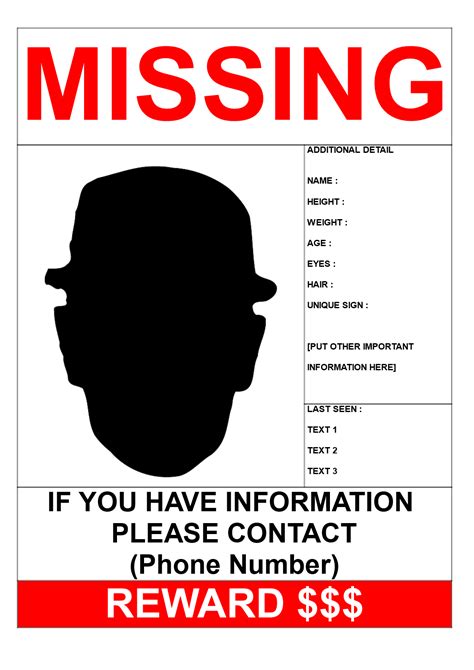 Funny Missing Person Template Example