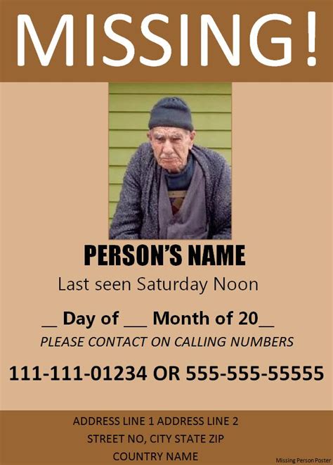 Funny Missing Person Template Example 1