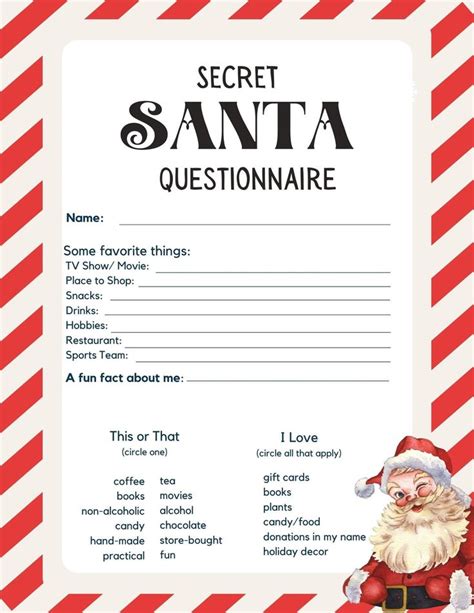 Funny Secret Santa Questionnaire