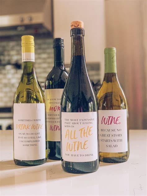 Funny wine labels on a bottle of wine