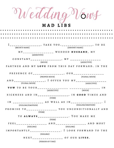 Funny Wedding Mad Libs Examples