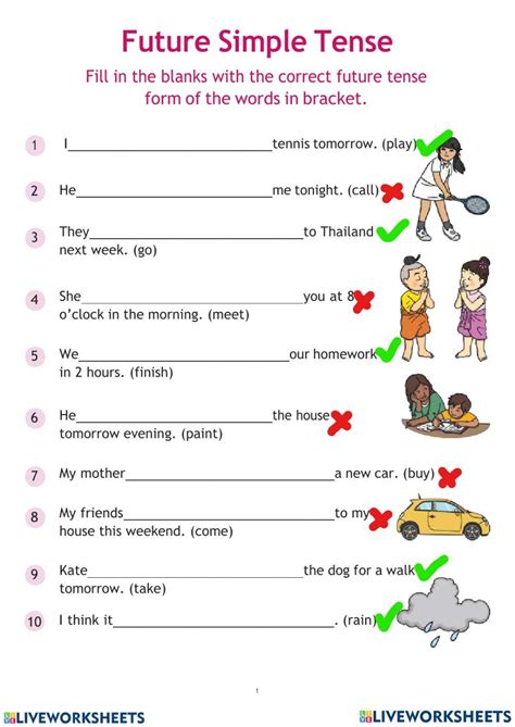 Future simple tense worksheets