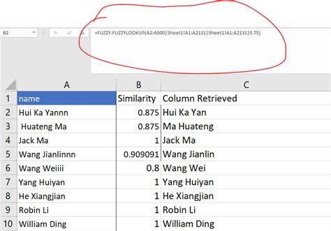 Fuzzy Lookup Results