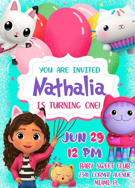 Gabby Dollhouse Birthday Invitation Ideas