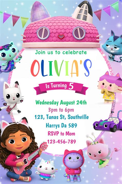 Gabby Dollhouse Birthday Invitation Template 2