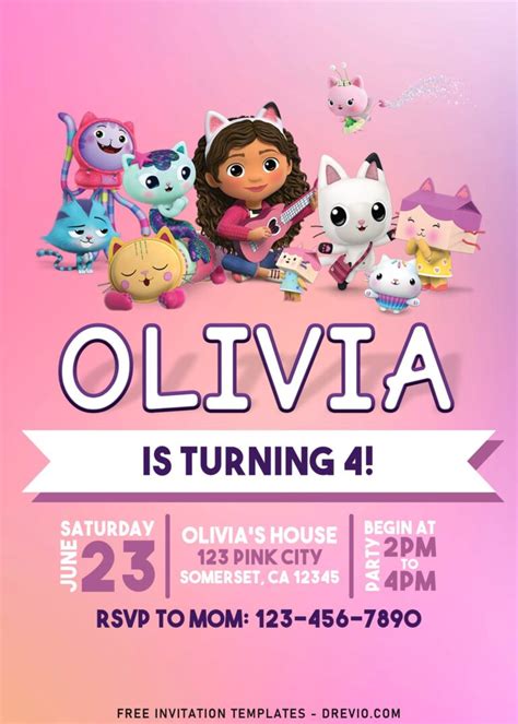 Gabby Dollhouse Birthday Invitation Template 3