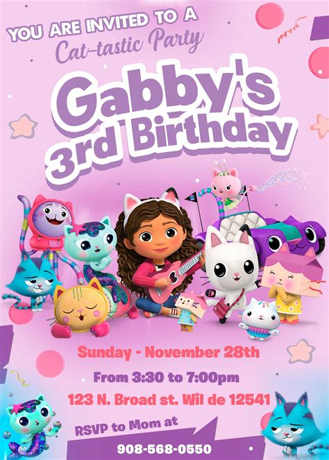 Gabby Dollhouse Party Invitations