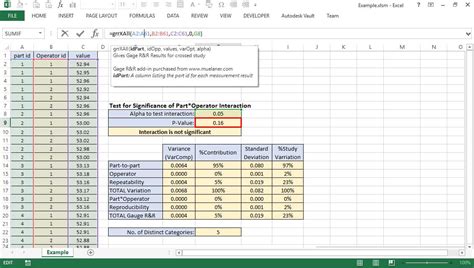 Gage R&R Formulas in Excel