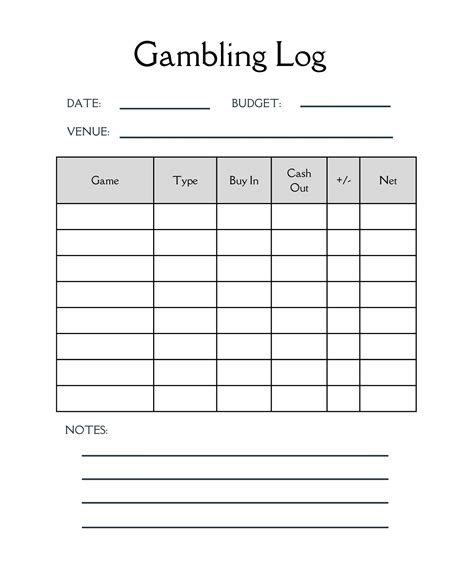 Gambling tracker template example