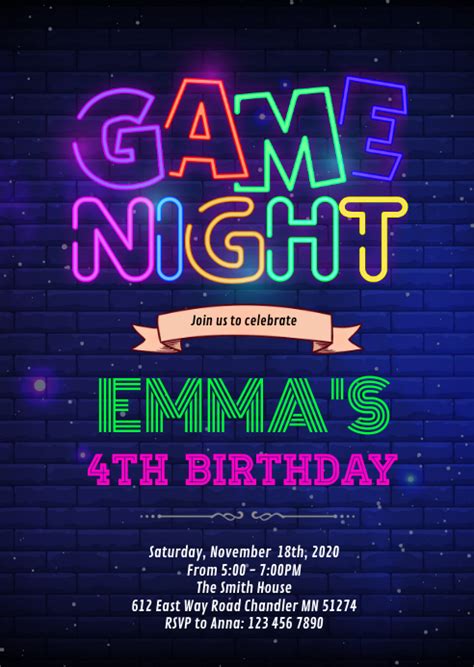 Game Night Invitation Template 12