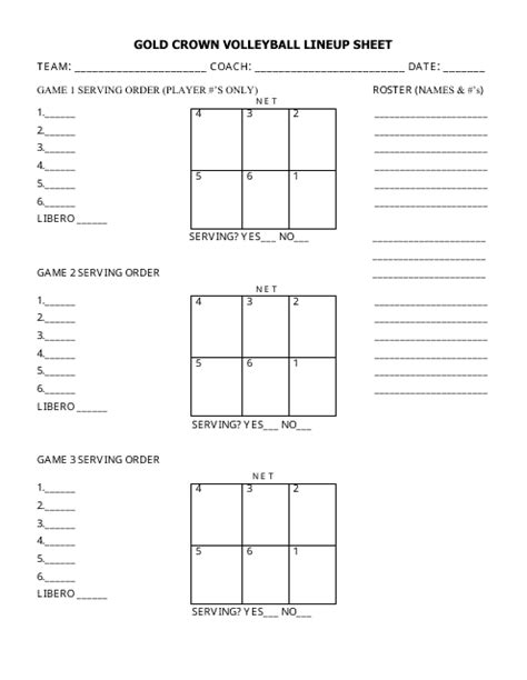 Game Strategy Lineup Sheet Template Example