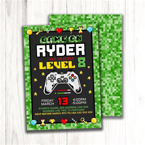 Pixel Art Gamer Invitation Template