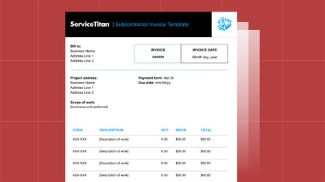 Garage door invoice template in PDF format