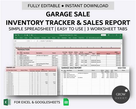 Garage Sale Inventory Template