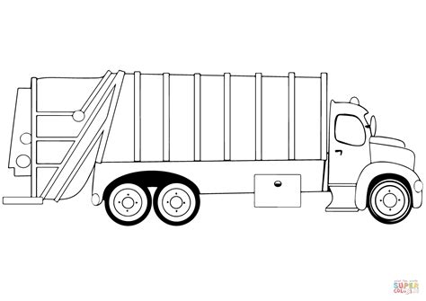 Garbage Truck Coloring Page for Elementary Students