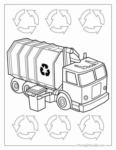 Garbage Truck Coloring Pages for School-Age Children