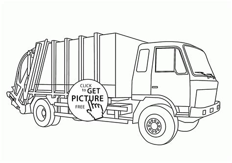 Garbage truck parts coloring page with details