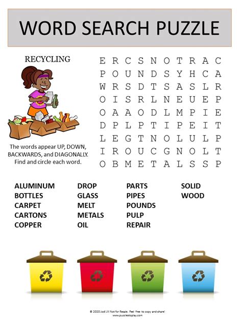 Garbage Word Search Activity