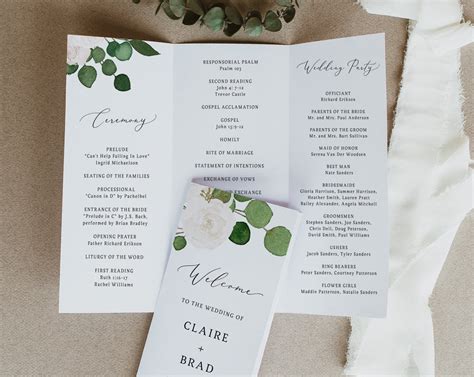 Garden Tri-Fold Wedding Program Template