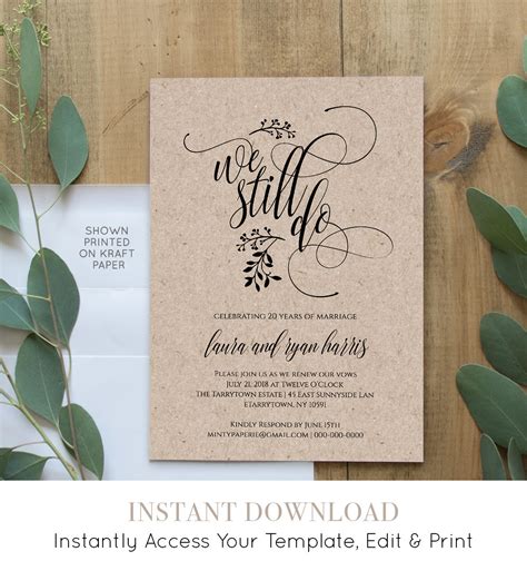 Garden Vow Renewal Invitation Template