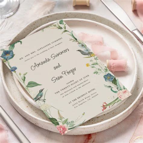 Garden Wildflower Wedding Invitation