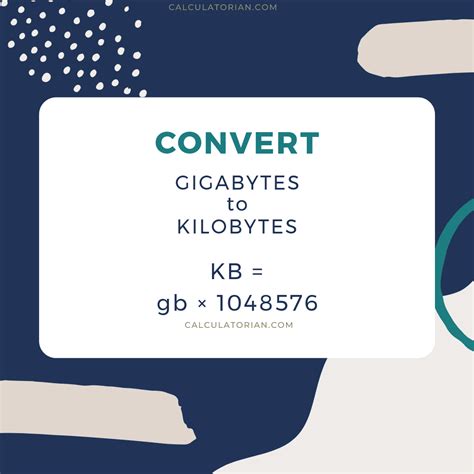 Gb to Kb conversion formula