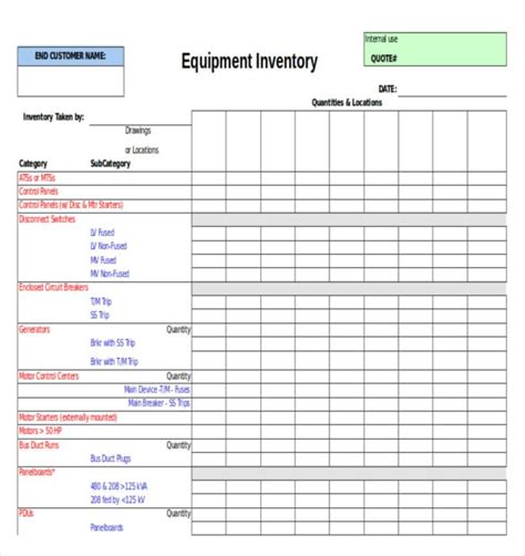 Gear Inventory Template