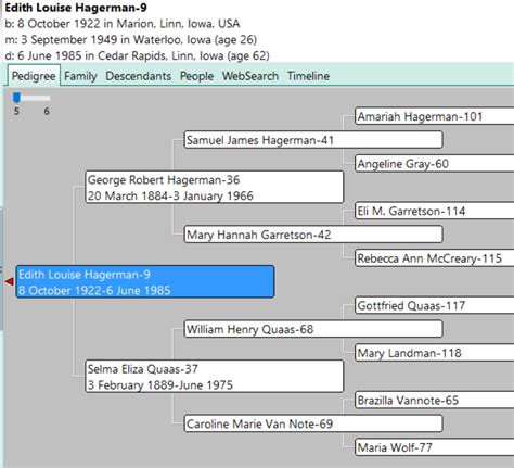 A GEDCOM file with a family tree template and standardized format