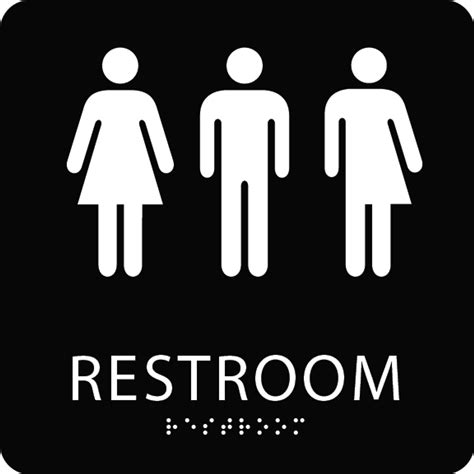 A person holding a tablet with a printable template for a gender-neutral bathroom sign