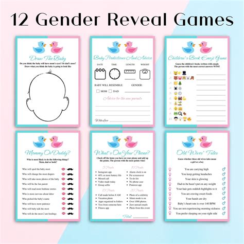 Printable Gender Reveal Games