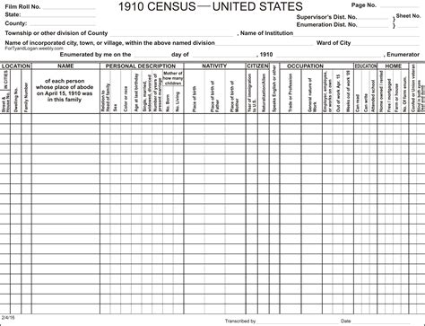 Genealogy Census Form