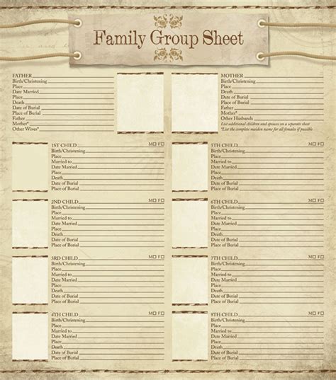 Genealogy Family Group Sheet