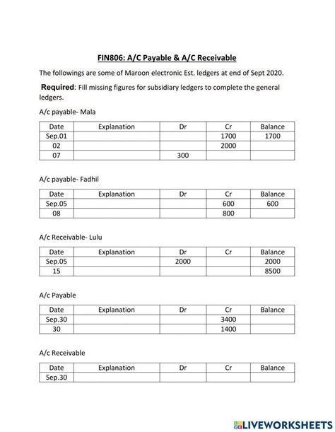 general ledger worksheet