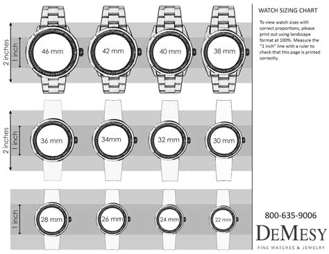 General Watch Band Size Chart