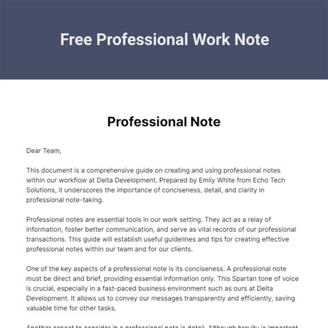 General Work Note Template