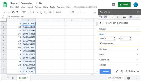 Random numbers in Google Sheets