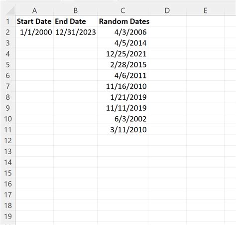 Random Dates in Excel