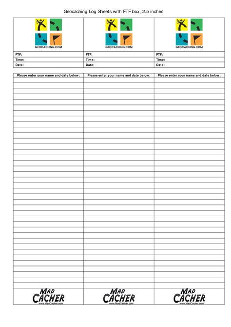 A geocache log template gallery