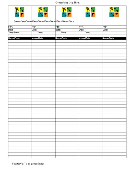 Geocaching Log Book Template PDF