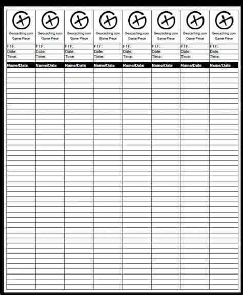 Geocaching Log Book Template